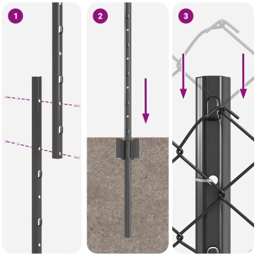 vidaXL Φράκτης  Chain Link με 20 U Posts Γκρι 1.4x10 μ Ατσάλι