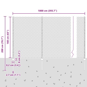vidaXL Φράχτης Χρυσού Συνδέσμου  με 20 Τ Posts Γκρι 1.6x10 μ. Ατσάλι