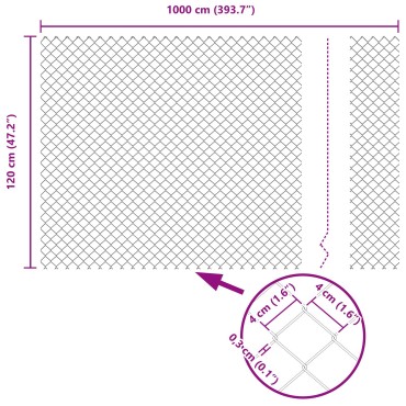 vidaXL Φράχτης από Αλυσίδα  με 20 πόλους U Γκρι 1.2x10 μ Ατσάλι