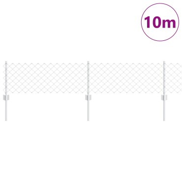 vidaXL Φράχτης αλυσίδας  με 10 U Posts Ασημί 0.4x10 m Χάλυβας