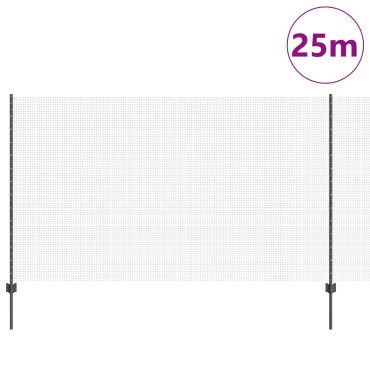 vidaXL Φράχτης  Συρματόπλεγμα με 22 U Στήλες Γκρι 1.4x25 μ. Χάλυβας
