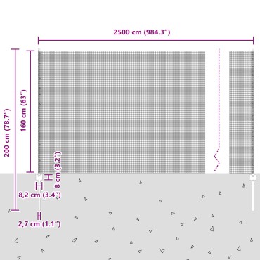 vidaXL Φράχτης Συρματόπλεγμα  με 22 U Πόλους Γκρι 1.6x25 μ Μέταλλο