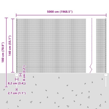 vidaXL Συρματόπλεγμα με 44 Κολώνες Γκρι 1.4x50 μ Ατσάλι
