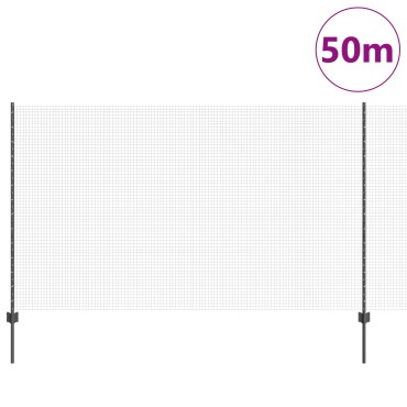 vidaXL Φράχτης  με 44 υποστηρίγματα Γκρι 1.4x50 μ Χάλυβας