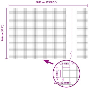 vidaXL Συρμάτινος Φράκτης με 44 U Posts Γκρι 1.4x50 μ Ατσάλι