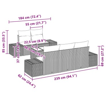 vidaXL Σετ Καναπέ Κήπου 6 τεμ. με Μαξιλάρια Μπεζ Poly Rattan Γωνιακός