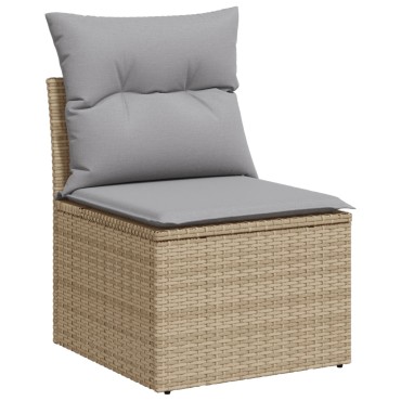 vidaXL Σετ Καναπέ Κήπου 6 τεμ. με Μαξιλάρια Μπεζ Poly Rattan Γωνιακός