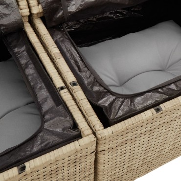 vidaXL Σετ Καναπέ Κήπου 6 τεμ. με Μαξιλάρια Μπεζ Poly Rattan Γωνιακός