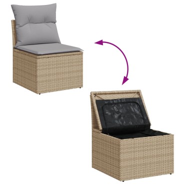 vidaXL Σετ Καναπέ Κήπου 6 τεμ. με Μαξιλάρια Μπεζ Poly Rattan Γωνιακός