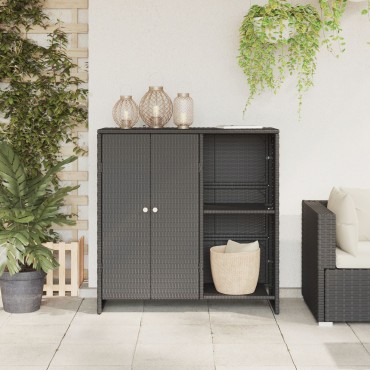 vidaXL Ντουλάπα αποθήκευσης Μαύρη 100x36x102cm Ρατάν 1 τεμ.