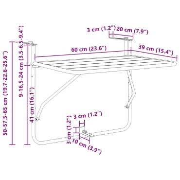 vidaXL Πτυσσόμενο Τραπέζι Μπαλκονιού Πράσινο 60x40cm Ατσάλι 1 τεμ.