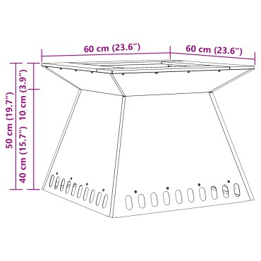 vidaXL Φωτιά Μπολ Μαύρο 60 x 60 x 50 εκ Ατσάλι Σκληρυθέν στον Αέρα