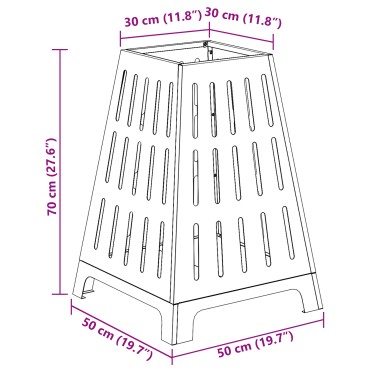 vidaXL Φωτιά Μπολ Μαύρο 50 x 50 x 70 cm Ατσάλι Σκληρυθέν στον Αέρα