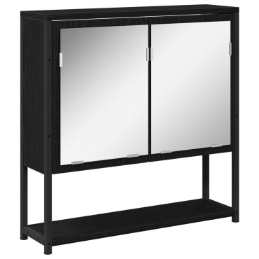 vidaXL Ντουλάπα Καθρέφτη Μπάνιου Μαύρη Δρυς 60x16x60cm Μηχανικό Ξύλο 1 τεμ.