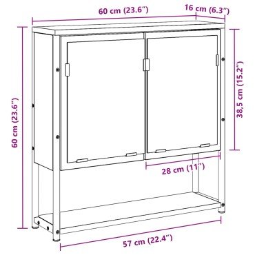 vidaXL Ντουλάπα Καθρέφτη Μπάνιου Μαύρη Δρυς 60x16x60cm Μηχανικό Ξύλο 1 τεμ.