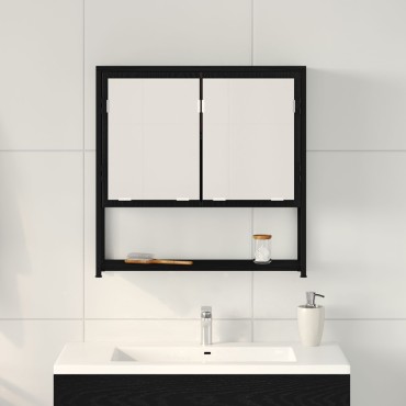 vidaXL Ντουλάπα Καθρέφτη Μπάνιου Μαύρη Δρυς 60x16x60cm Μηχανικό Ξύλο 1 τεμ.