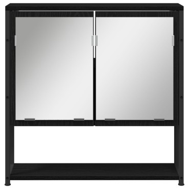 vidaXL Ντουλάπα Καθρέφτη Μπάνιου Μαύρη Δρυς 60x16x60cm Μηχανικό Ξύλο 1 τεμ.
