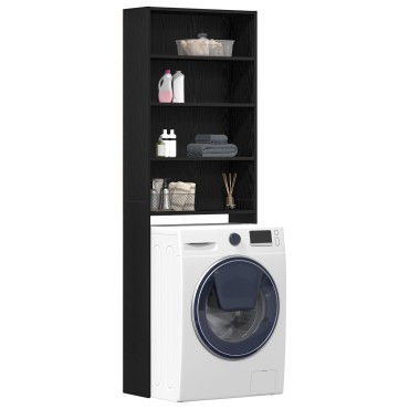 vidaXL Ντουλάπα Πλυντηρίου Μαύρη Βελανιδιά 64x24x190 εκ Επεξεργασμένο Ξύλο