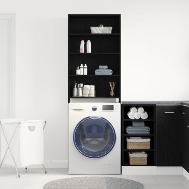 vidaXL Ντουλάπα Πλυντηρίου Μαύρη Βελανιδιά 64x24x190 εκ Επεξεργασμένο Ξύλο