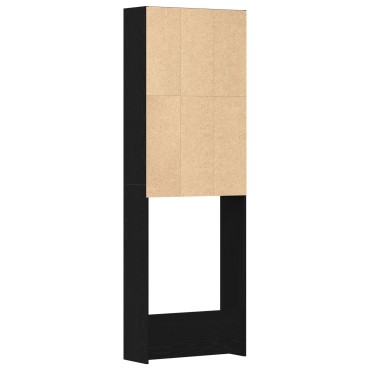 vidaXL Ντουλάπα Πλυντηρίου Μαύρη Βελανιδιά 64x24x190 εκ Επεξεργασμένο Ξύλο