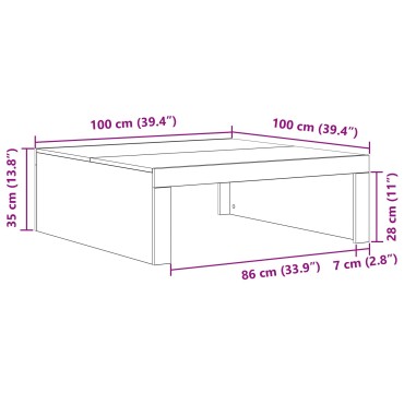 vidaXL Μαύρο Τραπεζάκι Σαλονιού - 100x100x35cm Φτιαγμένο από Σύνθετο Ξύλο 1 τεμ.