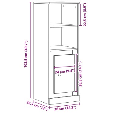 vidaXL Υψηλός Ντουλάπι Μαύρο Δρύς 36x35.5x103.5cm Επεξεργασμένο Ξύλο 1 τεμ.