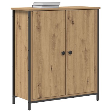 vidaXL Μπουφές Μασίφ Ξύλο Δρυός 70x30x80cm Μοριοσανίδα και Μέταλλο 1 τεμ.