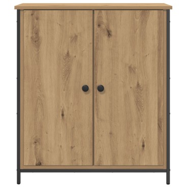 vidaXL Μπουφές Μασίφ Ξύλο Δρυός 70x30x80cm Μοριοσανίδα και Μέταλλο 1 τεμ.