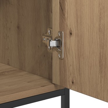 vidaXL Μπουφές Μασίφ Ξύλο Δρυός 70x30x80cm Μοριοσανίδα και Μέταλλο 1 τεμ.