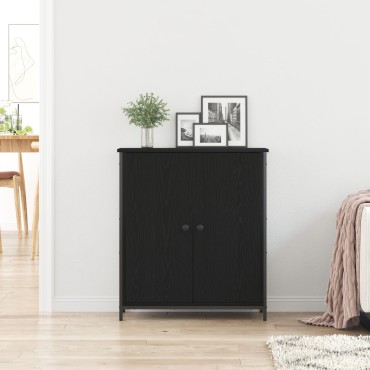 vidaXL Μπουφές Μαύρη Καρυδιά 70x30x80cm Επεξεργασμένο Ξύλο και Χάλυβας 1 τεμ.
