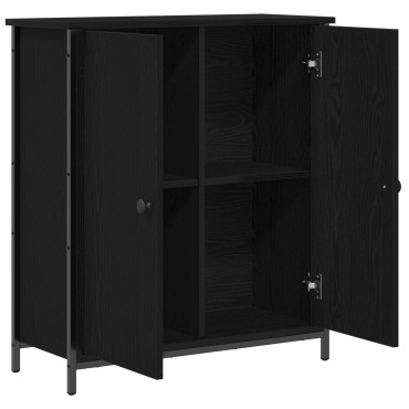 vidaXL Μπουφές Μαύρη Καρυδιά 70x30x80cm Επεξεργασμένο Ξύλο και Χάλυβας 1 τεμ.