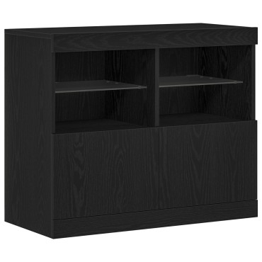 vidaXL Sideboard με LED Φωτισμό Μαύρος Δρυός 81x37x67cm 1 τεμ.