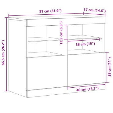 vidaXL Sideboard με LED Φωτισμό Μαύρος Δρυός 81x37x67cm 1 τεμ.