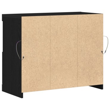 vidaXL Sideboard με LED Φωτισμό Μαύρος Δρυός 81x37x67cm 1 τεμ.