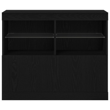 vidaXL Sideboard με LED Φωτισμό Μαύρος Δρυός 81x37x67cm 1 τεμ.