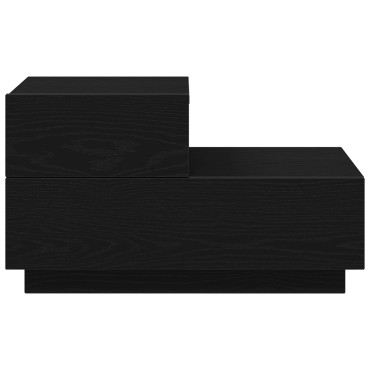vidaXL Κομοδίνο  με LED Φώτα Μαύρη Ξυλεία 70x36x40.5cm 1 τεμ.
