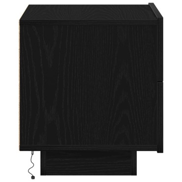vidaXL Κομοδίνο  με LED Φώτα Μαύρη Ξυλεία 70x36x40.5cm 1 τεμ.