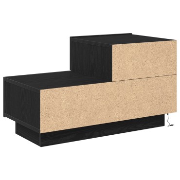vidaXL Κομοδίνο  με LED Φώτα Μαύρη Ξυλεία 70x36x40.5cm 1 τεμ.