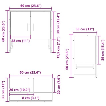 vidaXL Ντουλάπι Νιπτήρα  Μαύρης Δρυός 60x33x60cm Επεξεργασμένο Ξύλο 1 τεμ.
