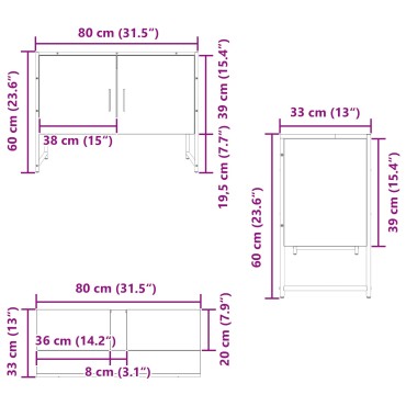 vidaXL Ντουλάπα Νιπτήρα Μπάνιου Μαύρης Δρυός 80x33x60cm Μοριοσανίδες 1 τεμ.