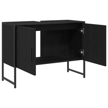 vidaXL Ντουλάπα Νιπτήρα Μπάνιου Μαύρης Δρυός 80x33x60cm Μοριοσανίδες 1 τεμ.