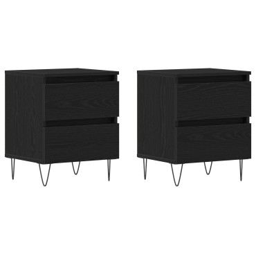 vidaXL Κομοδίνα 2 τεμ. Μαύρη Δρυς 40x35x50cm Επεξεργασμένο Ξύλο