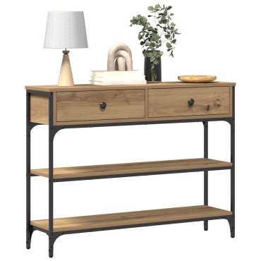 vidaXL Τραπέζι Συγκέντρωσης Δρυός 100x25x75cm Επεξεργασμένο Ξύλο & Χάλυβας 1 τεμ.