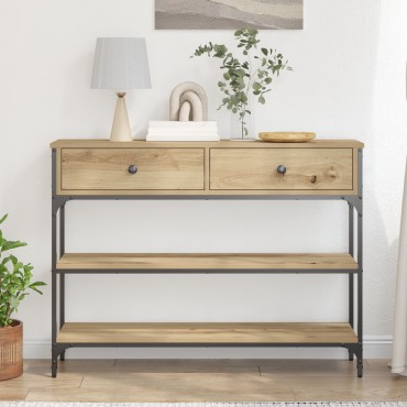 vidaXL Τραπέζι Συγκέντρωσης Δρυός 100x25x75cm Επεξεργασμένο Ξύλο & Χάλυβας 1 τεμ.