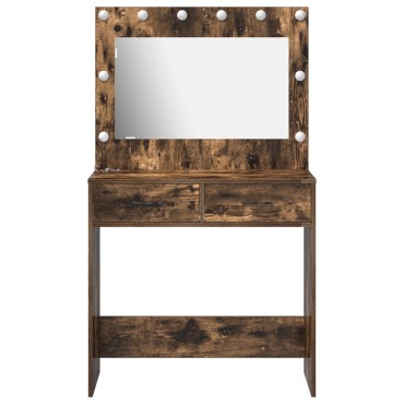 vidaXL Dressing Table με LED Φώτα Καπνιστού Δρυός 78.5x41x135cm