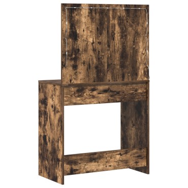 vidaXL Dressing Table με LED Φώτα Καπνιστού Δρυός 78.5x41x135cm