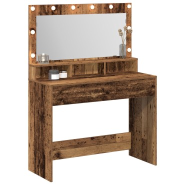vidaXL Τραπέζι Μακιγιάζ με LED Φώτα - Vintage Ξύλο - 100x41x135cm