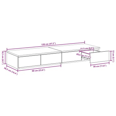 vidaXL Κομοδίνα με Συρτάρια Sonoma Oak 120x36.5x16.5cm Επεξεργασμένο Ξύλο 1 τεμ.