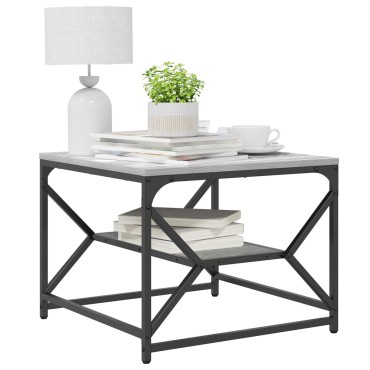 vidaXL Τραπέζι Καφέ με Ράφι - Γκρι Σονόμα - 51x50x40cm - Κατασκευασμένο από Επεξεργασμένο Ξύλο 1 τεμ.