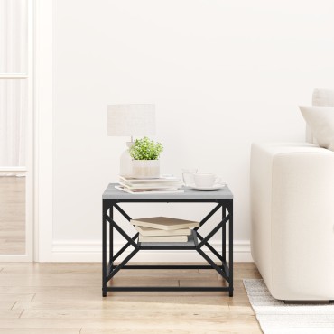 vidaXL Τραπέζι Καφέ με Ράφι - Γκρι Σονόμα - 51x50x40cm - Κατασκευασμένο από Επεξεργασμένο Ξύλο 1 τεμ.
